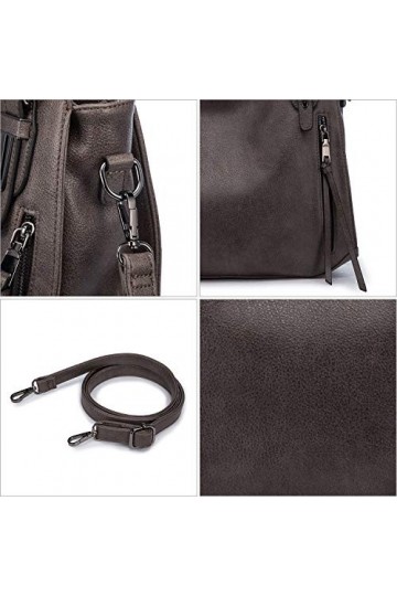 Realer Sac à main pour femme en cuir synthétique - Sac à bandoulière - Café moyen