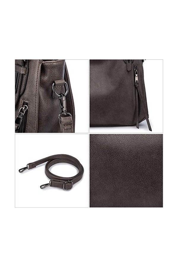 Realer Sac à main pour femme en cuir synthétique - Sac à bandoulière - Café moyen