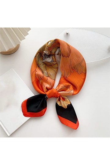 DEPILA Écharpe carrée en Soie à Grandes Fleurs épanouies, 70 * 70cm Femme Bandeau Poignet Foulard Femmes Satin Châle Wrap Hij