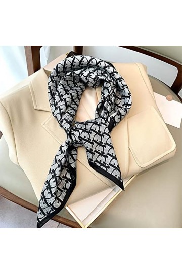RAN Foulard de tête de 27,6 Pouces, Foulard en Polyester pour Femmes, Petit Foulard carré léger Écharpes
