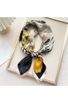 DEPILA Foulard carré en Soie imprimée, 70cm Cravate Châle Wraps Femmes Satin Foulard Bande de Cheveux Printemps Automne Polyv