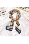 HEIMP Élégantes Rayures Imprimé Casual Satin Petit Carré, Wraps Foulards Femmes Multifonction Polyester Foulard En Soie Foula
