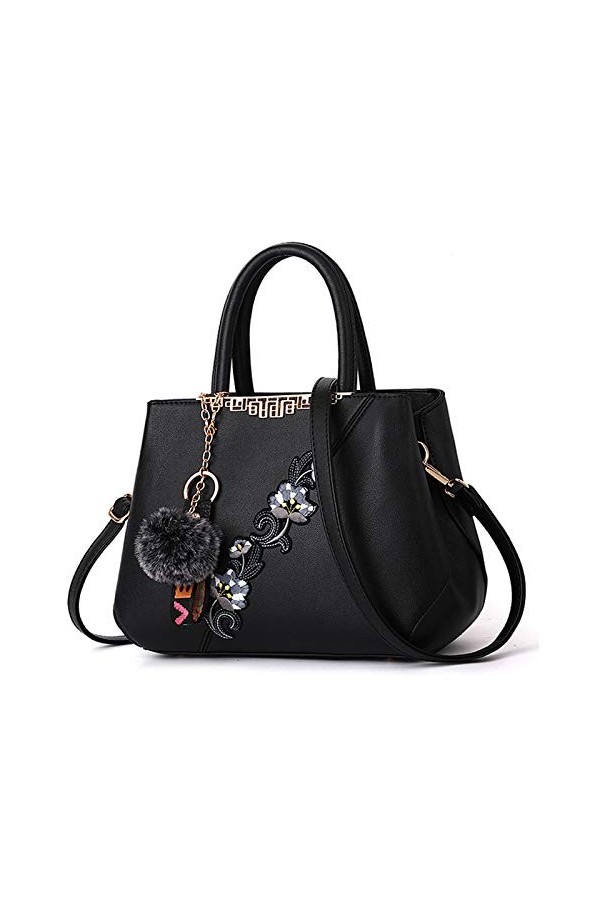 Sipobuy Femmes Sac À Main Top Poignée Élégant Bandoulière Classique Dames Noir