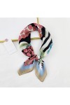 DEPILA Châles de Femmes élégantes, Foulards de tête à col carré en Soie à la Mode Patchwork Florals Striped Pattern Scarf Sca