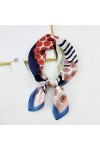 DEPILA Châles de Femmes élégantes, Foulards de tête à col carré en Soie à la Mode Patchwork Florals Striped Pattern Scarf Sca