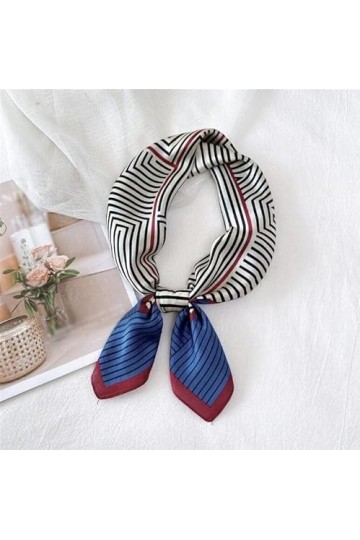 DEPILA Écharpe carrée en Soie for Femmes, Lady Wraps Foulards féminins Écharpes rayées Petit Cou Bandeau Châle Écharpes Foula