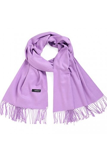 Hoisy Foulard Femme, de Couleur Unie Avec Pomponviolet 200x70cm Femme Hiver Chauds Épaisses Longues Grandes Écharpes