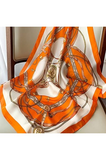 CFLNYC Lovely Scarves Écharpe carrée en Polyester, Foulard léger à la Mode pour Femmes, écharpe imprimée Vintage, 27,6 x 27,6