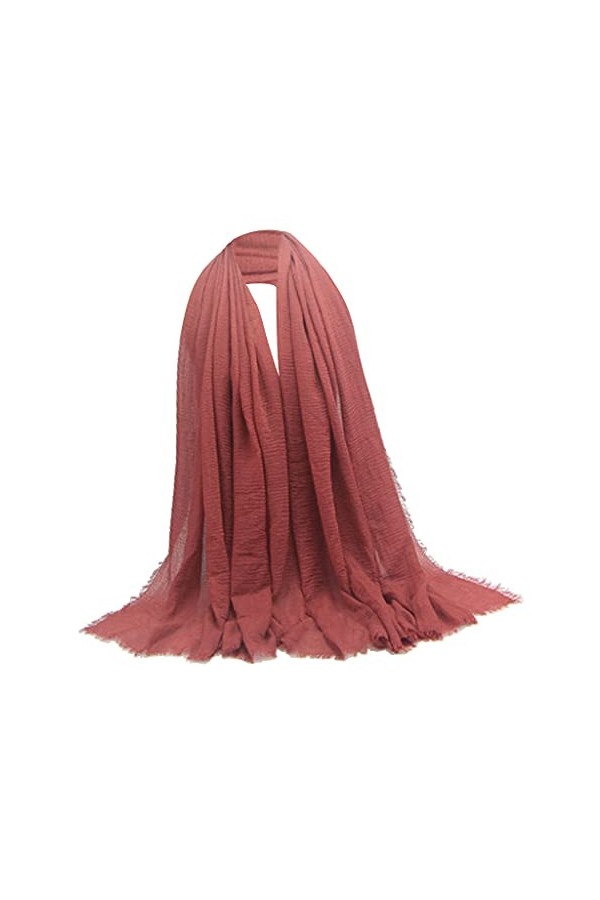 Milageto Lot de 7 écharpes Longues En Coton Hijab Solide Foulard Juif Musulman Châle Foulard