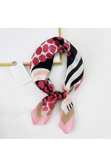 MORYEN Châles de Femmes élégantes, Foulards de tête à col carré en Soie à la Mode Patchwork Florals Striped Pattern Scarf Sca