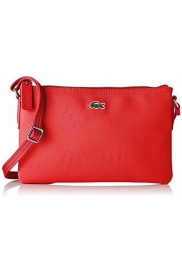 Lacoste Sac Crossover Toile PVC Femme, Bandouliere, Rouge High Risk Red , 1x17.5x27 cm W x H x L 
