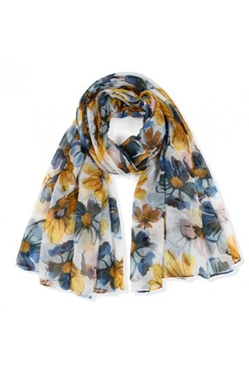 Echarpes Et Foulards Femme Foulards Châle Doux Léger Écharpe Rétro Fleur Impression Cou Wrap Châle Cadeau Foulard Chale Femme