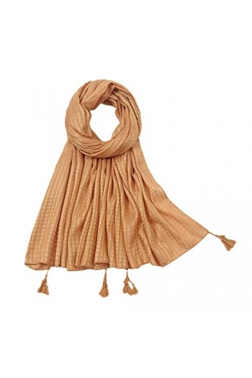 RILOOP Foulard châle en Viscose à carreaux unis et pailletés pour femme, bandeau enveloppant doux, Foulard Hijab musulman