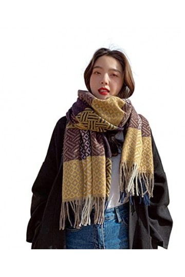 MOBAAK Echarpes Et Foulards Femme Écharpes À Carreaux Pour Femmes À La Mode, Écharpe À Glands Chauds Dhiver Pour Long Châle 