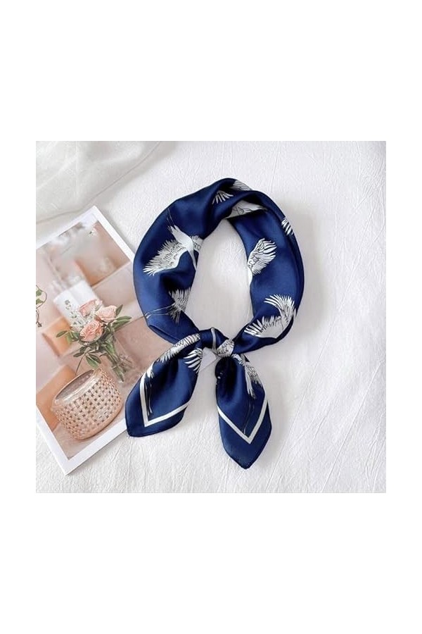 BREWIX Bandeau Foulard carré en Soie élégante et Douce, Femmes Foulard Bandana été Mode Dame Grue Imprime écharpe écharpes Fo