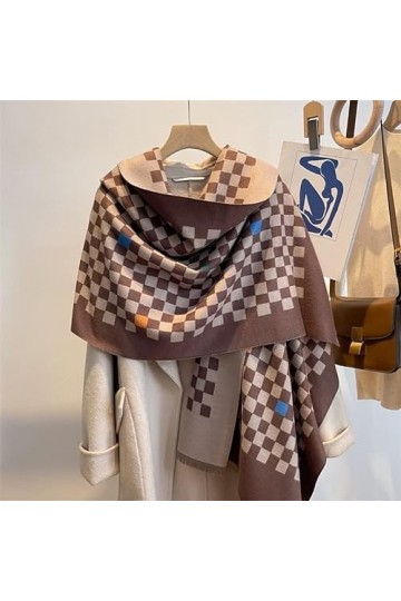 DEPILA Hiver Épais Chaud Wrap Foulard Étole, Femmes Boucle Plaid Fringe Couverture Châle Cachemire Poncho Écharpe Hijab Foula