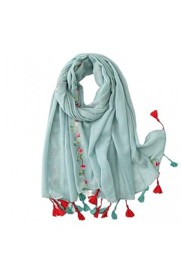 RILOOP Mode brodé chaîne florale gland Viscose châle écharpe foulard de tête pour femme Pashminas étole musulman Hijab Snood