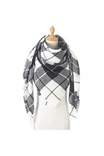 Echarpe Foulard Châle à encolure écharpe à carreaux châle douce femme chaude chaude tricoté cachemire femme treillis poncho c