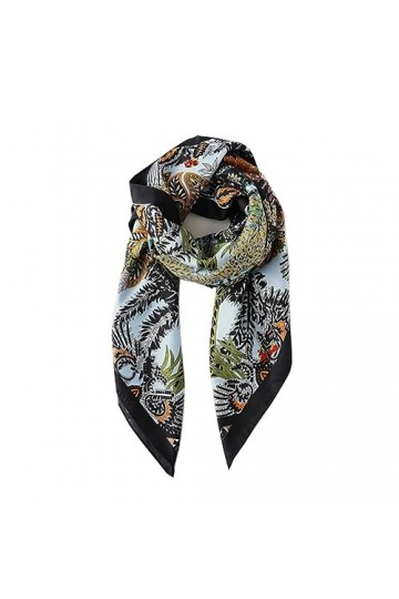 1pcs / impression 90 * 90cm soie Square foulard femmes luxe petit foulard femmes cheveux poignet 1pcs noir ,90x90cm 