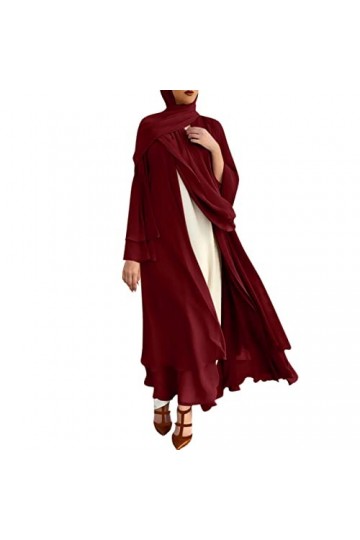 HERSIL Musulman Vêtements Femmes Prière Longueur Cheville Islamique Wrap Manches Longues Manches Longues Élégant Foulard Rama