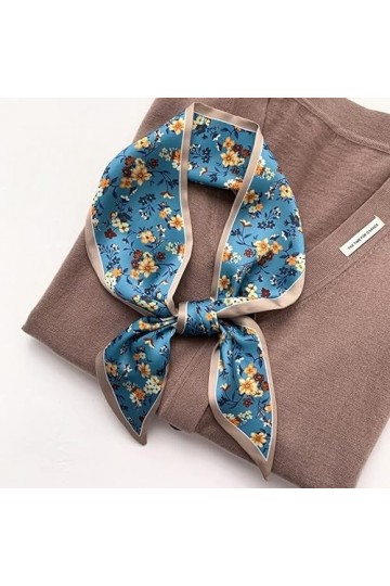 BREWIX Foulard Femme en Soie, Bandeau Châles Wraps Foulard Bandanas Polka Floral Cheveux Cravate Foulards Foulards Foulard en