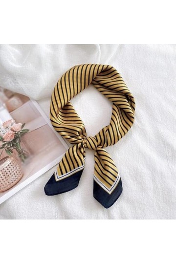 DEPILA Écharpe de Cou en Soie rayée rétro, for Les Femmes Cravate Foulards carrés Bande de Cheveux Dame Accessoires tête Foul