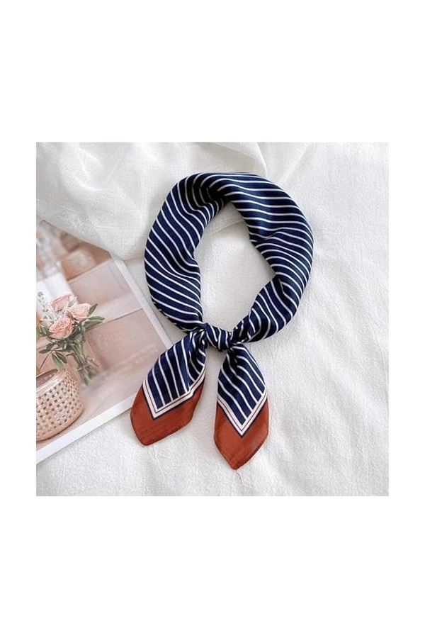 DEPILA Écharpe de Cou en Soie rayée rétro, for Les Femmes Cravate Foulards carrés Bande de Cheveux Dame Accessoires tête Foul