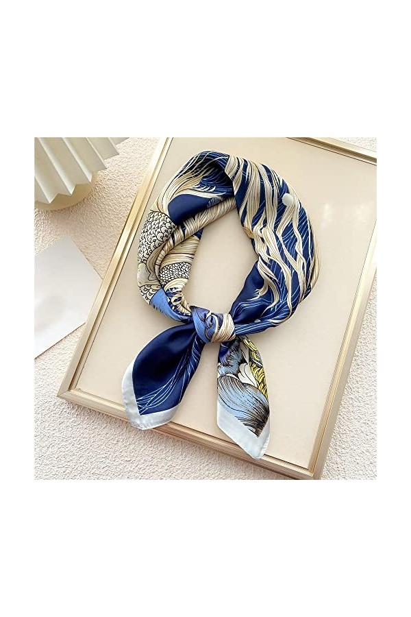 BYFOX Écharpe carrée en Soie imprimée, 70 cm Cravate Châle Wraps Femmes Foulard en Satin Bande de Cheveux Foulards Écharpe C