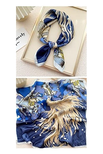 BYFOX Écharpe carrée en Soie imprimée, 70 cm Cravate Châle Wraps Femmes Foulard en Satin Bande de Cheveux Foulards Écharpe C