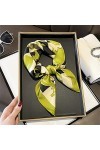 WORNEW Foulard de Soie Soie Nordique Simple Vert échiquier sergé Foulard en Soie 70 cm Foulard carré écharpe Occupation fémin