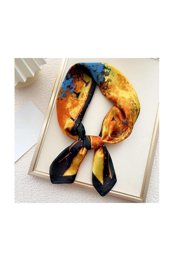 BYFOX Écharpe carrée à Fleurs élégantes for Femmes, Foulards Multifonctions for la tête Color : C, Size : 70x70cm 