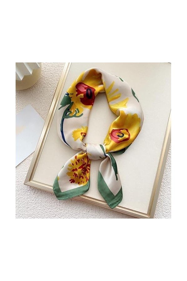 BYFOX Écharpe carrée à Fleurs élégantes for Femmes, Foulards Multifonctions for la tête Color : C, Size : 70x70cm 