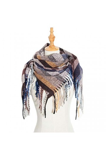 TYXL Foulard de Soie Femme, Polyester Long Glands Écharpe Grand Arc-En-Ciel Carré Châle Écharpe Rayée Colorée, Écharpe Femme,