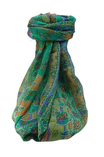 Pashmina & Silk Foulard Traditional Soie de Mûrier Pyar Emerald