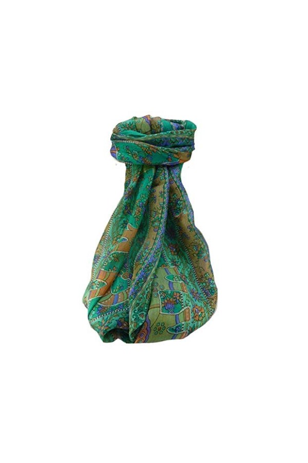 Pashmina & Silk Foulard Traditional Soie de Mûrier Pyar Emerald