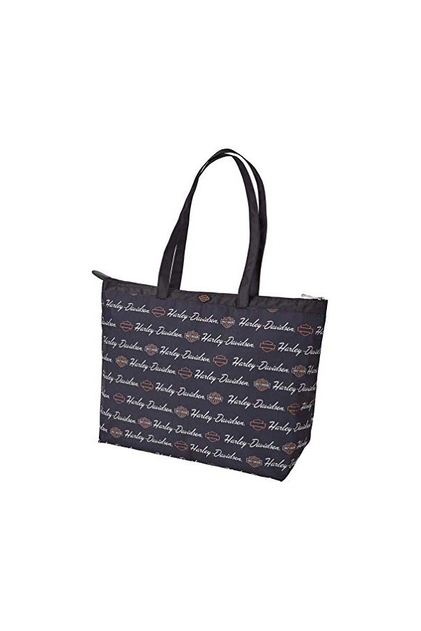 Harley-Davidson Womens Signature B&S Light-Weight Shopper Tote Bag - Black