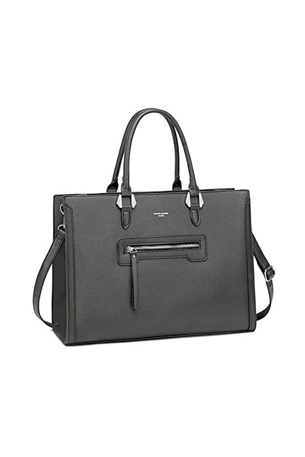 David Jones - Sac à Main Cours Lycée Femme - Grand Cabas Fourre-Tout Simili Cuir PU - Sac Elégant Ville Travail Poches Multip