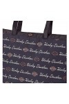 Harley-Davidson Womens Signature B&S Light-Weight Shopper Tote Bag - Black