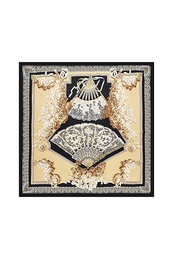 Écharpe Hiver Femmes Soie Foulard carré Chaîne carrée Imprimer Tête Écharpes Femelle Satin Satin Hijab Écharpes Châle Wrap La