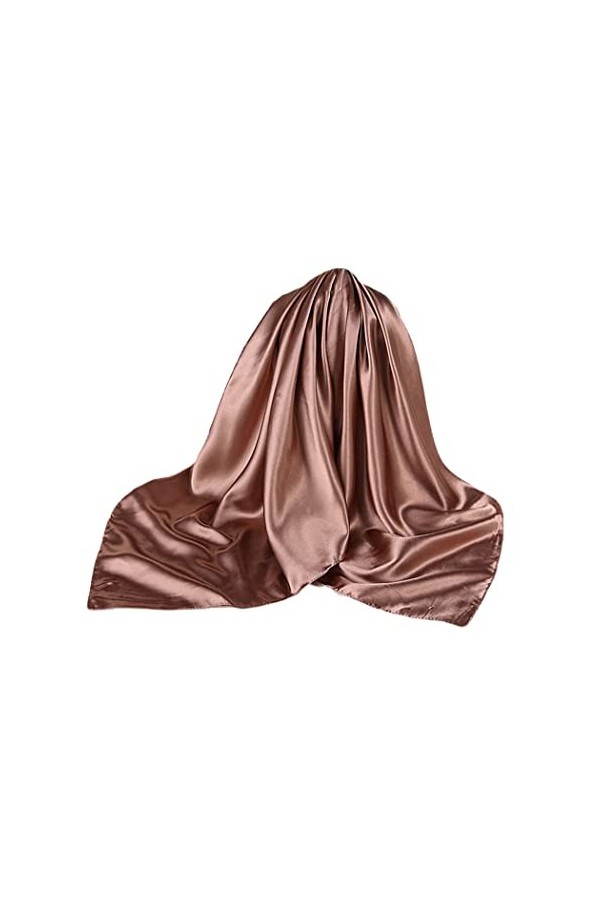 HYCLAM Écharpes Hijab pour Femmes, Écharpe de Cheveux en Satin de Soie, Foulard Femme Couleurs Solides, 90 * 90Cm Carré Châle