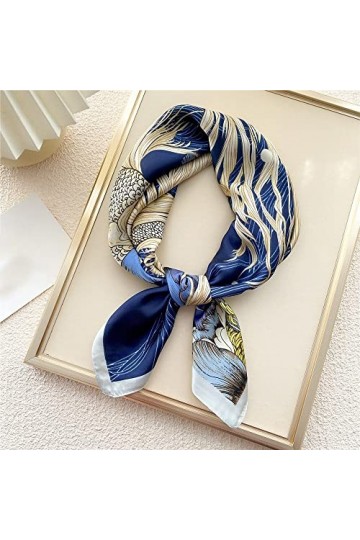 BYFOX Écharpe carrée en Soie imprimée, 70 cm Cravate Châle Wraps Femmes Foulard en Satin Bande de Cheveux Foulards Écharpe C