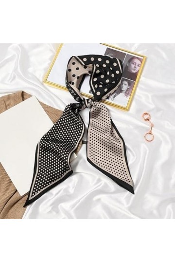 BREWIX Écharpe Cache-tête Patchwork à Pois en Noix de cajou, Foulards for Dames châle Femmes élégantes Soie Cheveux Plage Fou