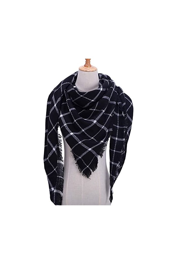 HALAHAI Écharpe Etole Foulard Echarpe Dames Écharpe Tricoté Printemps Hiver Femmes Écharpe Plaid Chaud Cou Bandana Casual Châ