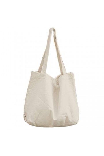 BOBILIKE Yaruoda Sac à main en toile pour femme, Beige/blanc. , Taille unique