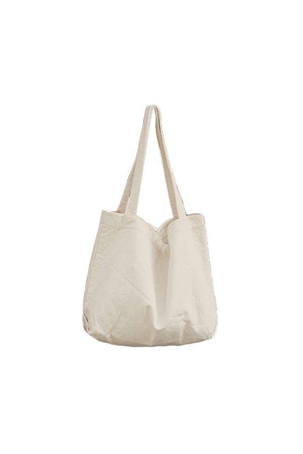 BOBILIKE Yaruoda Sac à main en toile pour femme, Beige/blanc. , Taille unique
