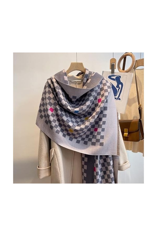 MORYEN Hiver Épais Chaud Wrap Foulard Étole, Femmes Boucle Plaid Fringe Couverture Châle Cachemire Poncho Écharpe Hijab Foula