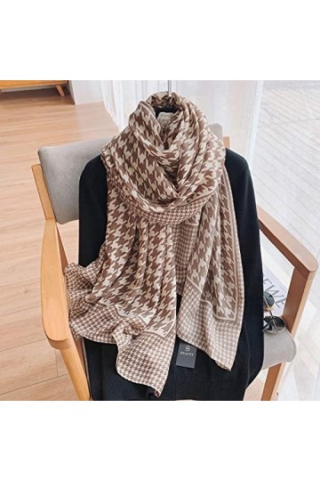 Bysonglezai Foulard Femme Echarpe Écharpe Châle Homme Foulards Écharpe Fine Et Douce Serviette Pied-De-Poule Rouge Impression