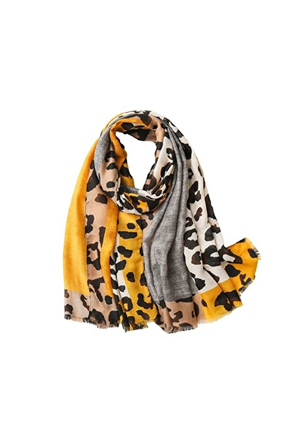 Bysonglezai Foulard Femme Echarpe Écharpe Châle Homme Foulards Nouvelle Écharpe Patchwork Léopard Wrap Écharpes Minces Rouge 