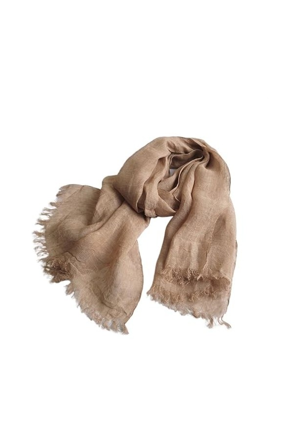 SANDNE Écharpes en lin for dames, foulard de couleur unie, turbans for femmes Color : Light Coffe 
