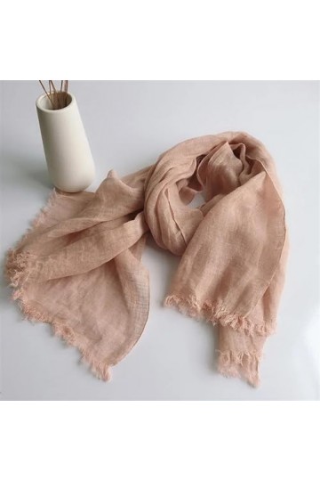 SANDNE Écharpes en lin for dames, foulard de couleur unie, turbans for femmes Color : Light Coffe 